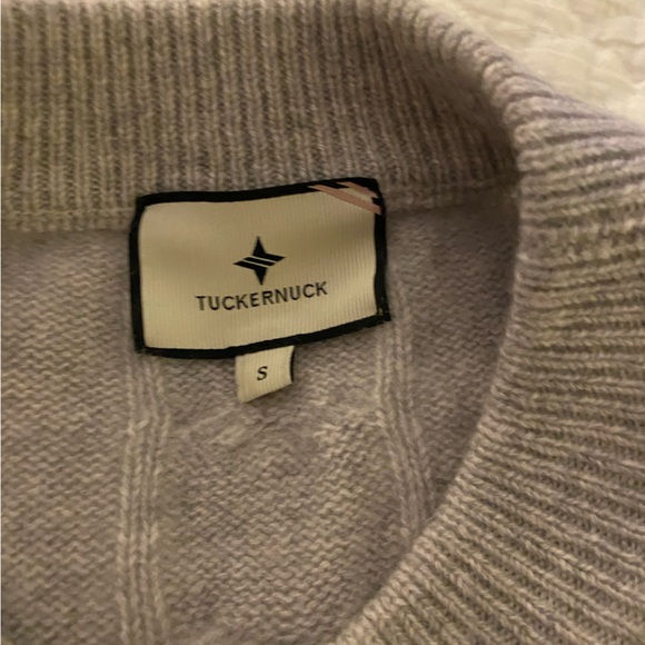 Tuckernuck Gray Cashmere Eloise Cable Knit Boyfriend Crewneck size small - Picture 3 of 6
